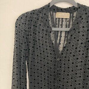 Black Silk Polka Dot Blouse